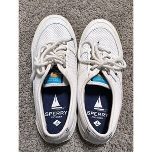 Sperry Soletide Women's size 6.5 White Perforated Leather Lace-Up Sneakers Shoes